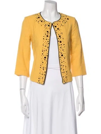 Pre-owned St John Wool Patterned Sweater In Yellow