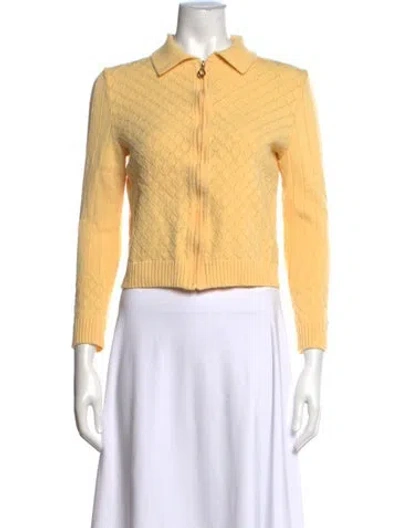 Pre-owned St John Wool Patterned Sweater In Yellow