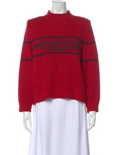 Pre-owned St John Wool Patterned Sweatshirt In Red