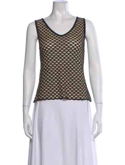 Pre-owned St John Wool Patterned Top In Black