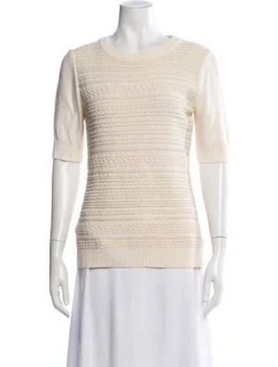 Pre-owned St John Wool Patterned Top In Neutral