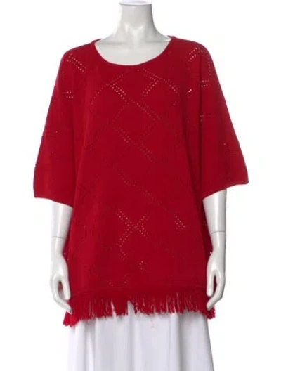 Pre-owned St John Wool Patterned Top In Red
