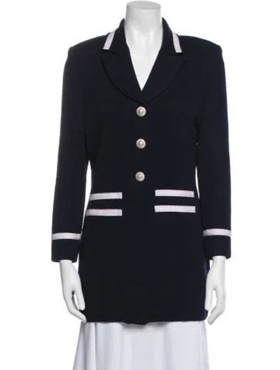 Pre-owned St John Wool Peacoat In Blue