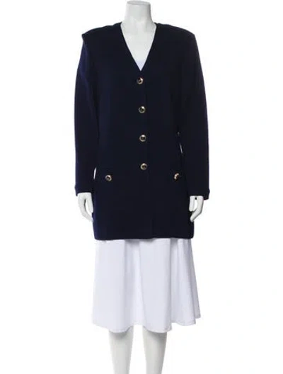 Pre-owned St John Wool Peacoat In Blue