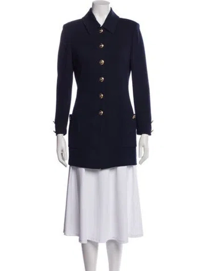Pre-owned St John Wool Peacoat In Blue