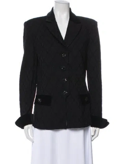 Pre-owned St John Wool Plaid Print Blazer In Black