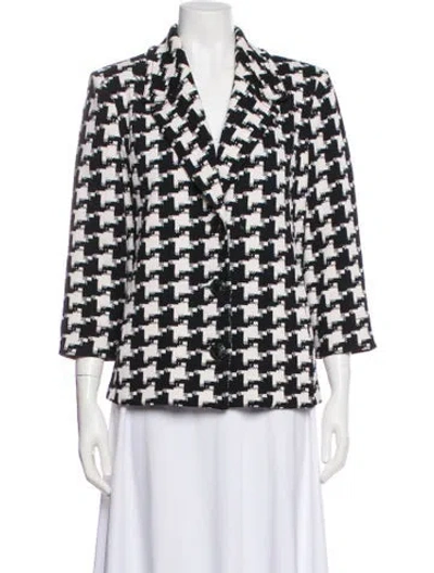 Pre-owned St John Wool Plaid Print Blazer In Black