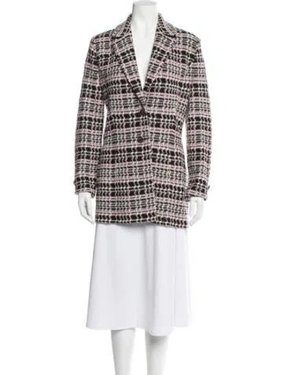 Pre-owned St John Wool Plaid Print Blazer In Brown