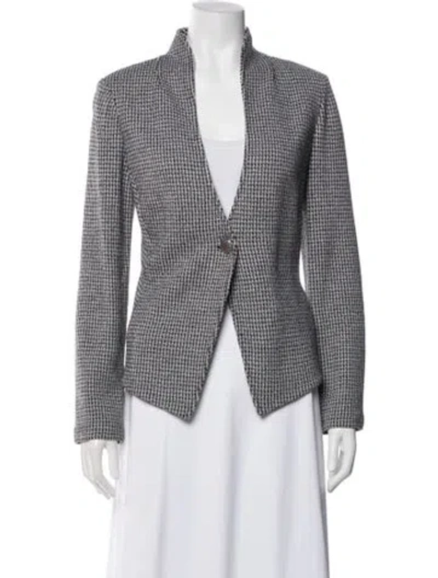 Pre-owned St John Wool Plaid Print Blazer In Multi