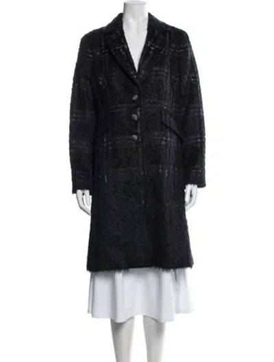 Pre-owned St John Wool Plaid Print Coat W/ Tags In Black