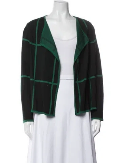 Pre-owned St John Wool Plaid Print Jacket In Multi