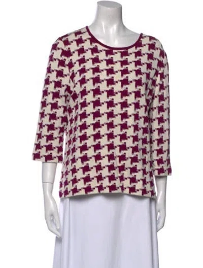 Pre-owned St John Wool Plaid Print Sweater In Multi