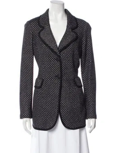 Pre-owned St John Wool Polka Dot Print Blazer In Black