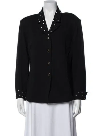 Pre-owned St John Wool Polka Dot Print Blazer In Blue