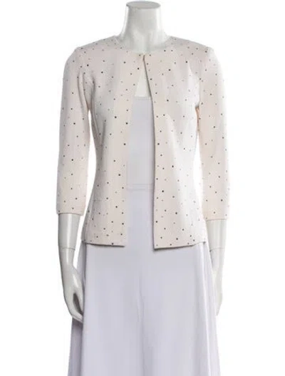 Pre-owned St John Wool Polka Dot Print Evening Jacket In Neutral