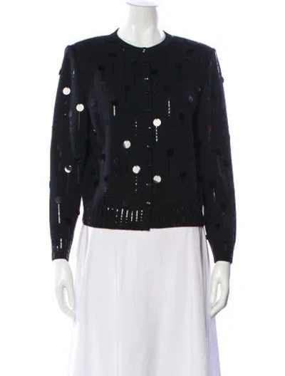 Pre-owned St John Wool Polka Dot Print Sweater In Black