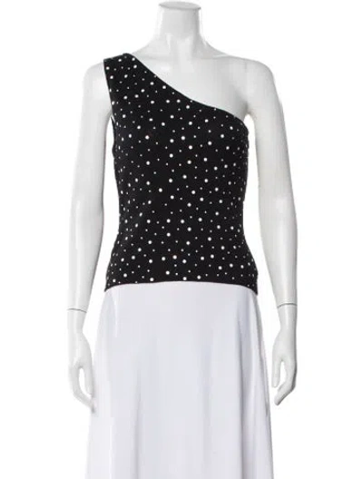 Pre-owned St John Wool Polka Dot Print Top In Black