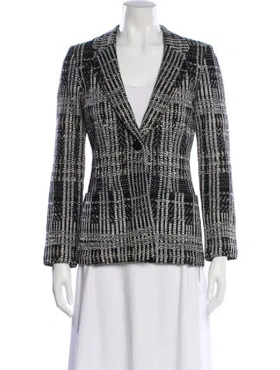 Pre-owned St John Wool Printed Blazer In Black