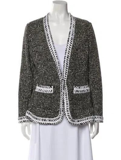 Pre-owned St John Wool Printed Blazer In Black