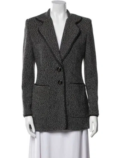 Pre-owned St John Wool Printed Blazer In Black