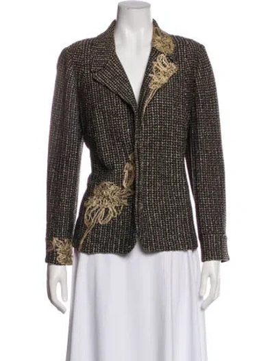 Pre-owned St John Wool Printed Blazer In Blue