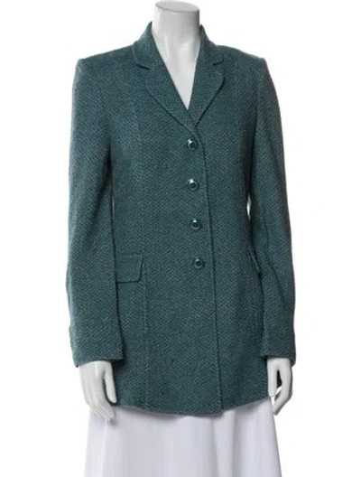 Pre-owned St John Wool Printed Blazer In Blue