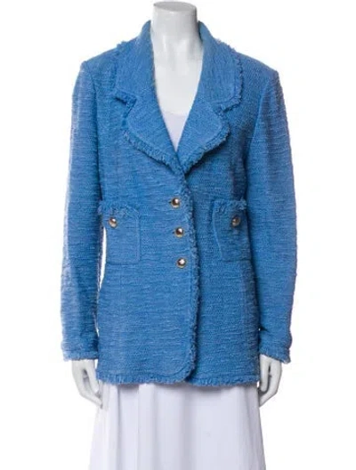 Pre-owned St John Wool Printed Blazer In Blue