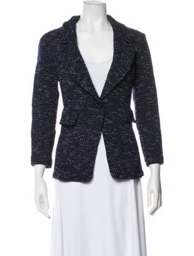 Pre-owned St John Wool Printed Blazer In Blue
