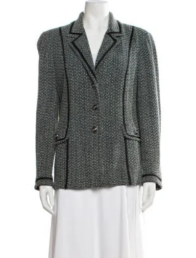 Pre-owned St John Wool Printed Blazer In Blue