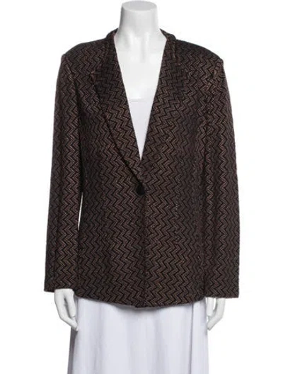 Pre-owned St John Wool Printed Blazer In Brown