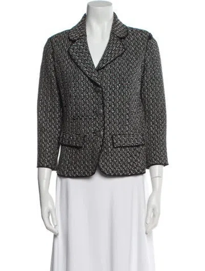 Pre-owned St John Wool Printed Blazer In Gray