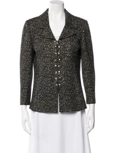 Pre-owned St John Wool Printed Blazer In Green