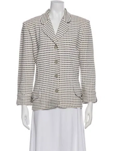 Pre-owned St John Wool Printed Blazer In Neutral