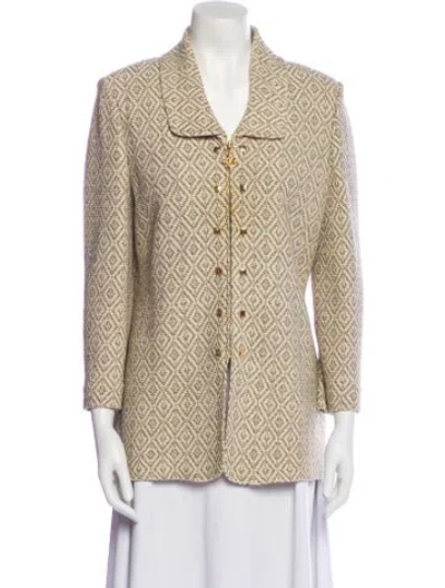Pre-owned St John Wool Printed Blazer In Neutral