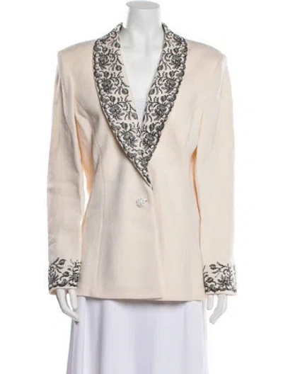 Pre-owned St John Wool Printed Blazer In Neutral