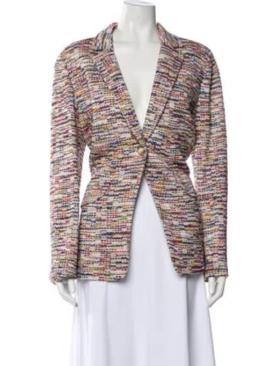 Pre-owned St John Wool Printed Blazer In Neutral
