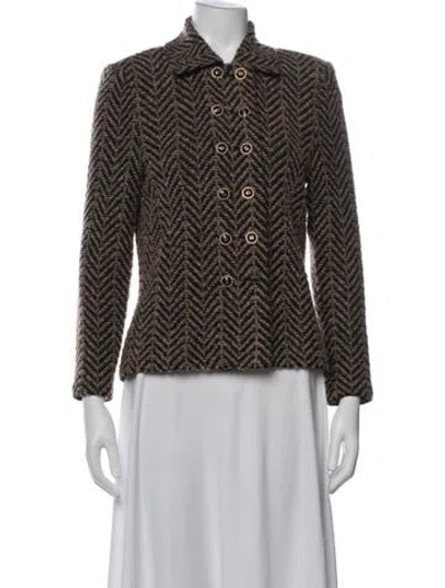 Pre-owned St John Wool Printed Blazer In Neutrals