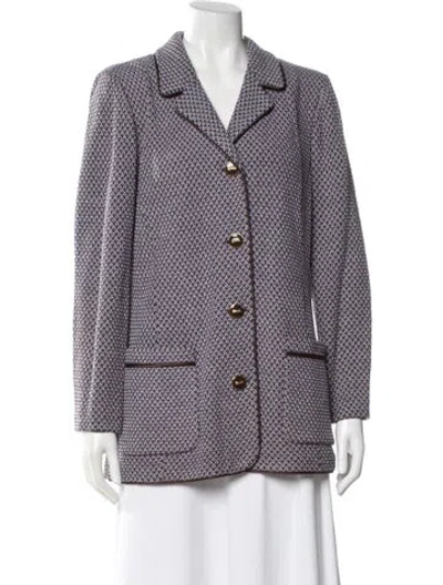 Pre-owned St John Wool Printed Blazer In Purple