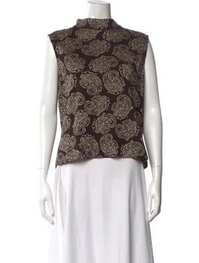 Pre-owned St John Wool Printed Blouse In Brown