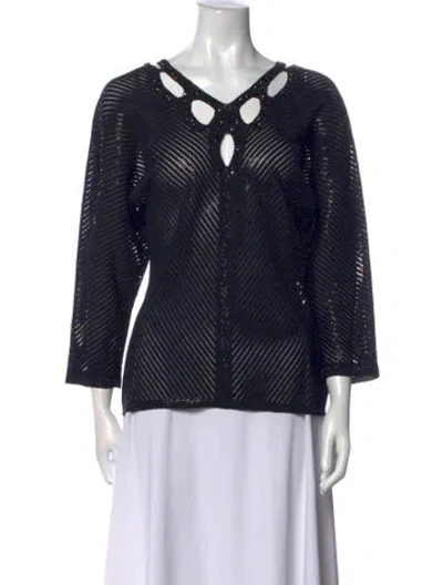 Pre-owned St John Wool Printed Blouse W/ Tags In Black