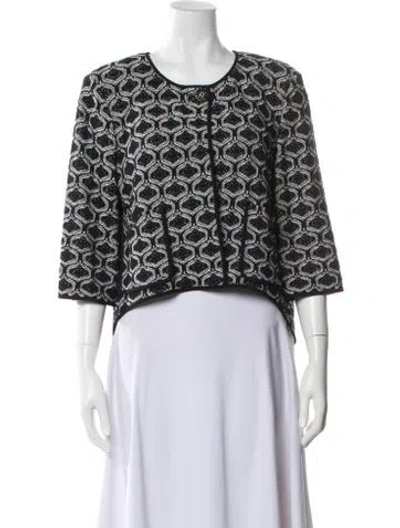 Pre-owned St John Wool Printed Bolero In Black