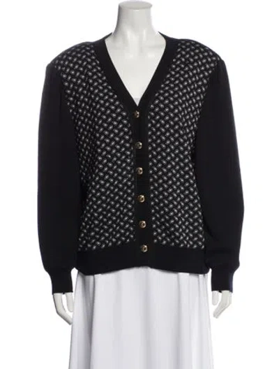 Pre-owned St John Wool Printed Bomber Jacket In Blue