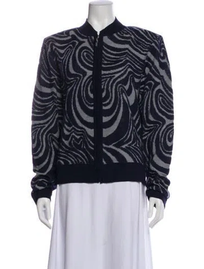 Pre-owned St John Wool Printed Bomber Jacket In Multicolor