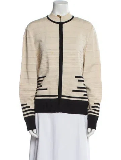 Pre-owned St John Wool Printed Bomber Jacket In Neutral