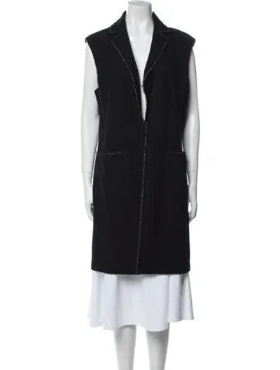 Pre-owned St John Wool Printed Coat In Black