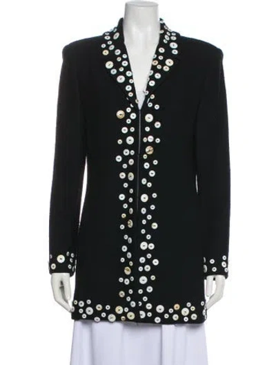 Pre-owned St John Wool Printed Coat In Black