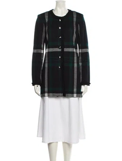 Pre-owned St John Wool Printed Coat In Black