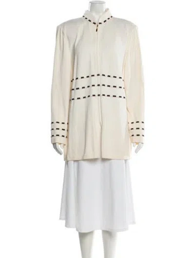 Pre-owned St John Wool Printed Coat In Neutral