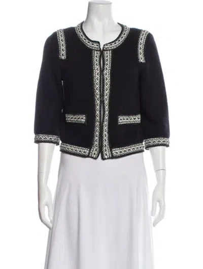 Pre-owned St John Wool Printed Evening Jacket In Black