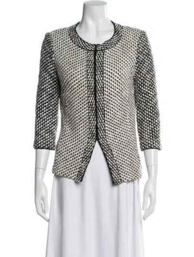 Pre-owned St John Wool Printed Evening Jacket In Black